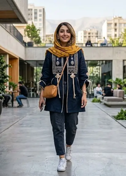 مانتو کوتاه با بند و گره تزئینی