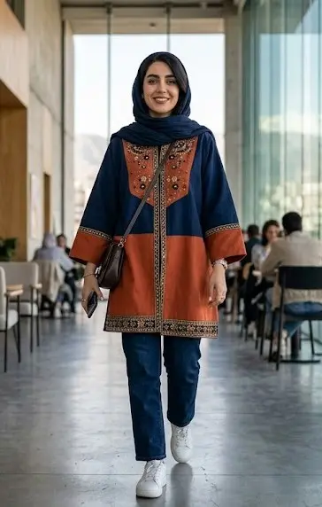 مانتو کوتاه دو رنگ (کالر بلاک)