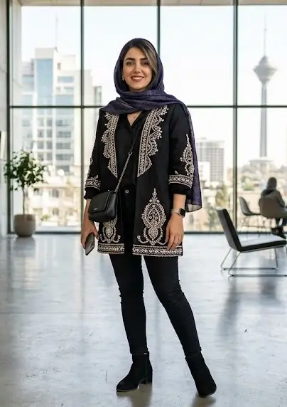 مانتو کوتاه نگیندوزی دستی