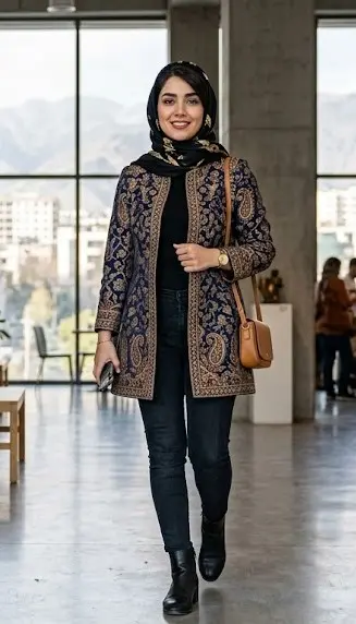 مانتو کوتاه یقه ایستاده (مانتو کتی سنتی)