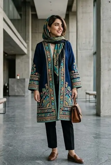 مانتو سوزندوزی با حاشیهکاری