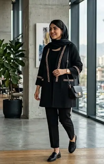 مانتو مدل جلوباز با زنجیر تزیینی